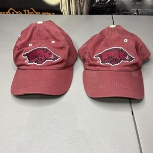Lot Of 2 Arkansas Razorbacks Adjustable Baseball Cap Hats Strapback Dad Hats